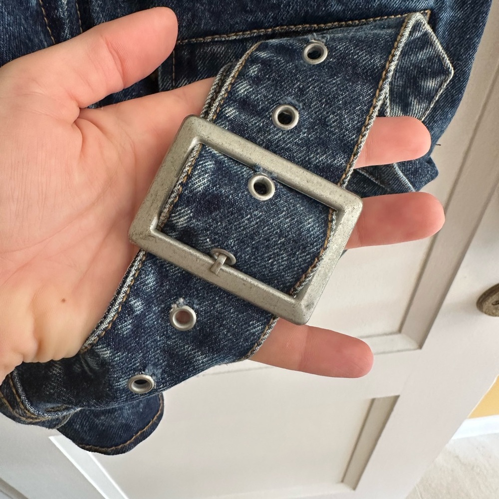 Jordache Women's Dark Blue Denim Moto Jacket - Size S - Picture 8 of 10